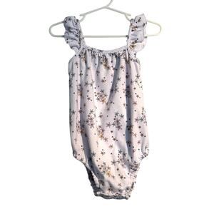 Lila & Jack New York Ruffle Bubble Romper – White Floral, Toddler 18–24 Months